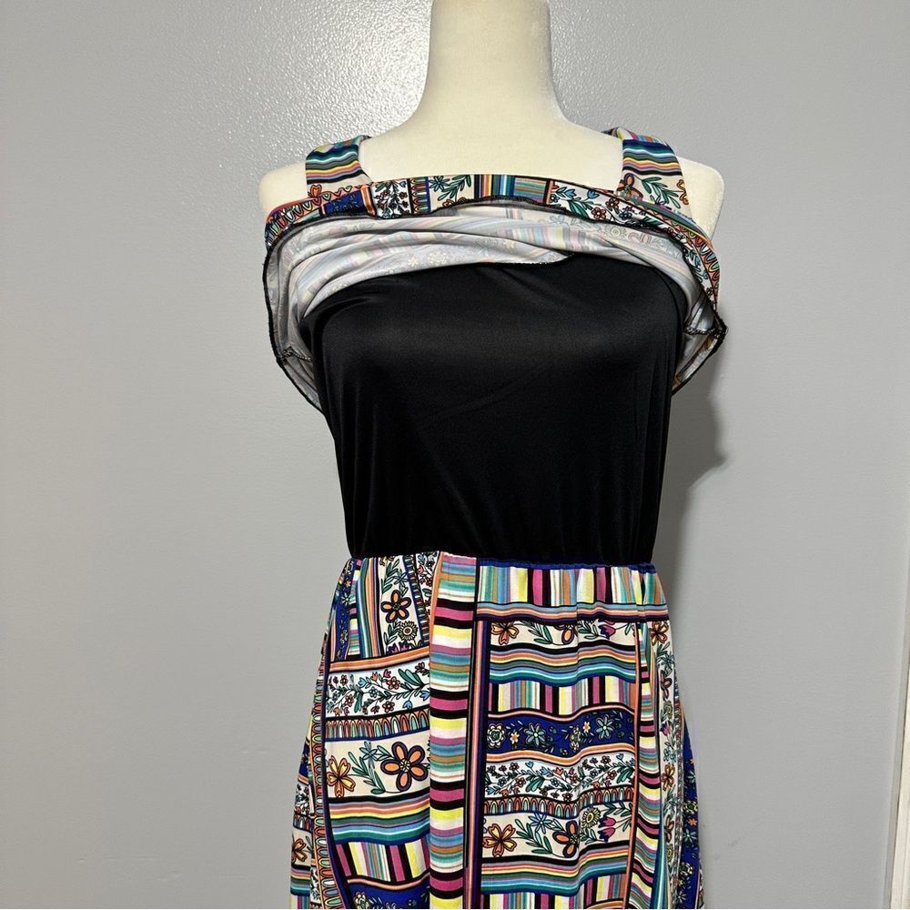 Nina Leonard Sleeveless Stretch Women's Blue Multi Flowers Abstract size S - Picture 5 of 7